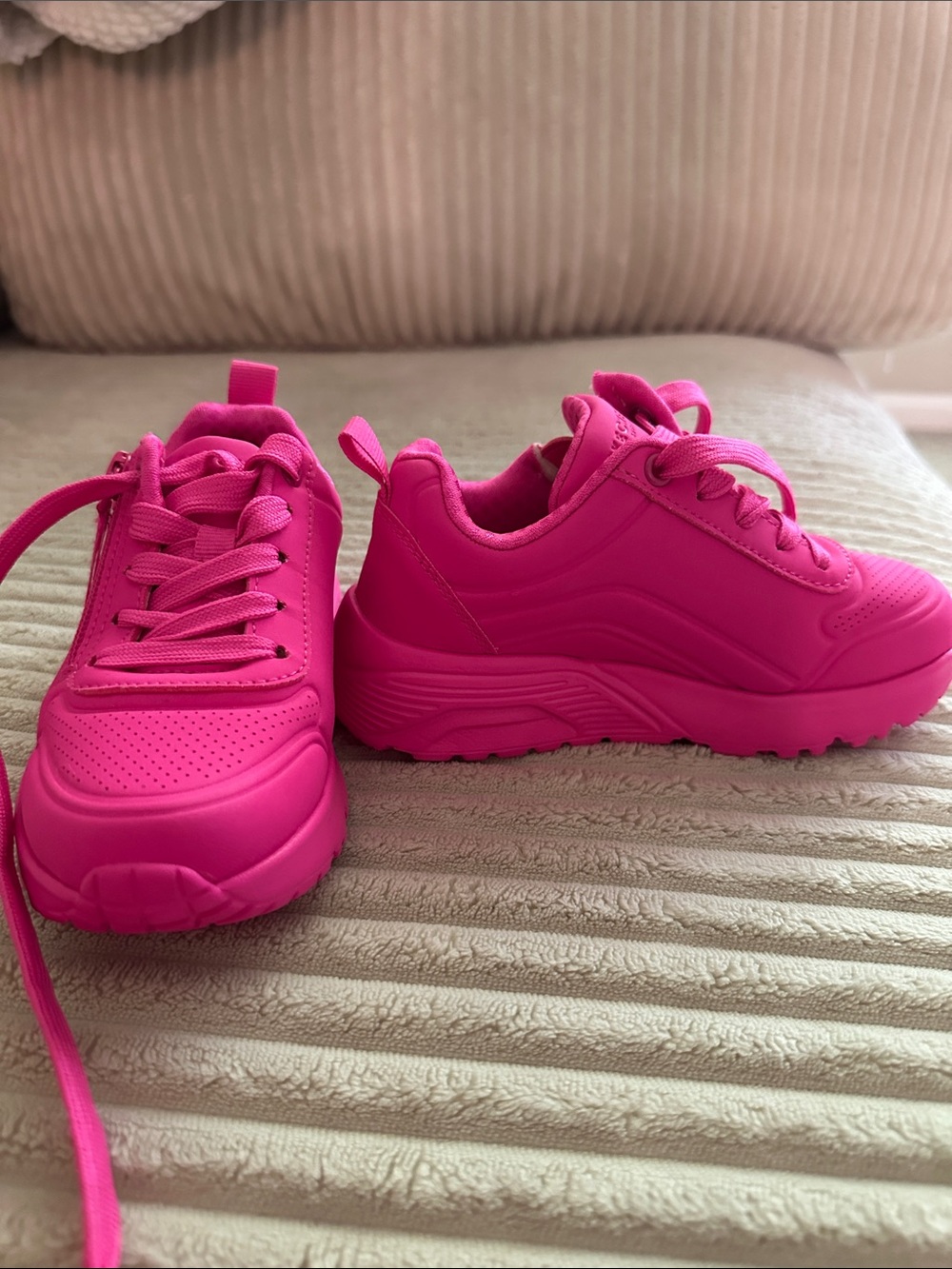 Skechers Kids Hot Pink Platform Lace-Up Sneakers